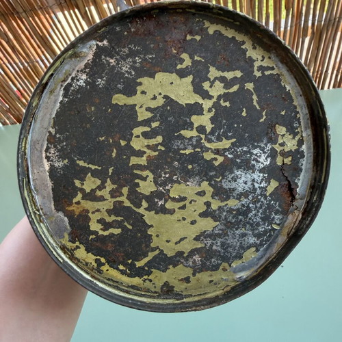 Vintage oil container used, decorative item