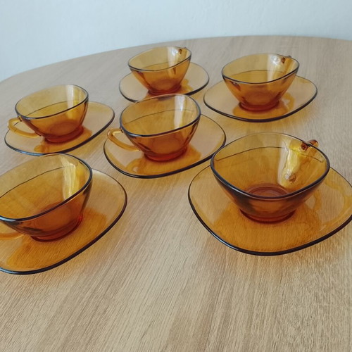 Vereco France glass coffee cup set of 6 like new