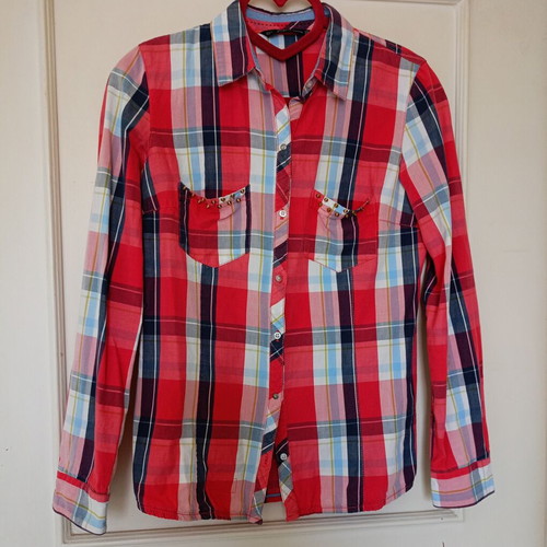 Zara checked shirt like new, blue and red, fitted cut