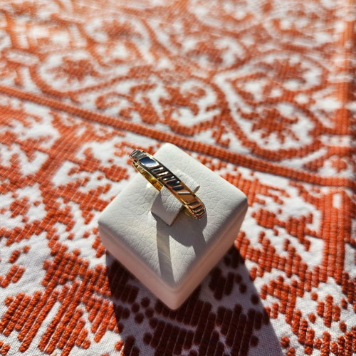 Wedding ring white and yellow gold 14K used, size 62