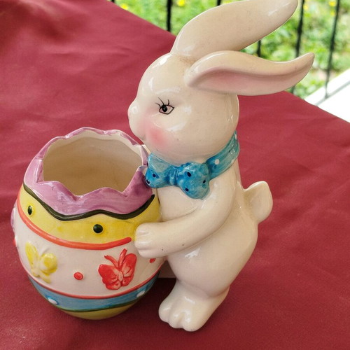 Porcelain Bunny Egg Holder new with spring designs