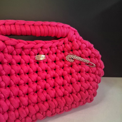 Handmade bag new, pink textile yarn