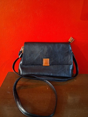 Black crossbody bag new, faux leather, 28 cm base length
