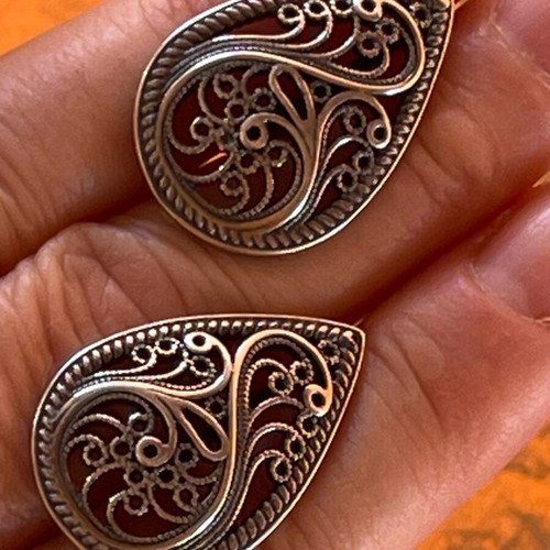 Silver Russian Filigree Earrings 925 stamped new