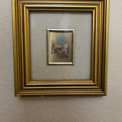 Mini lithograph frame with landscape used