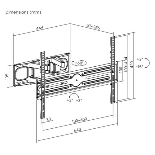 TV Wall Mount with Arm up to 80" and 40kg new