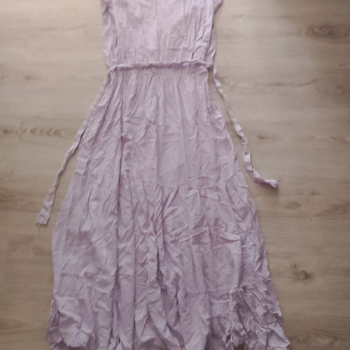 Maxi wrap dress with diamond pattern and tie under bust