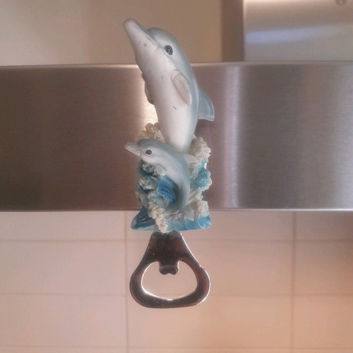 Decorative bottle opener with magnet for iron and inox surfaces new