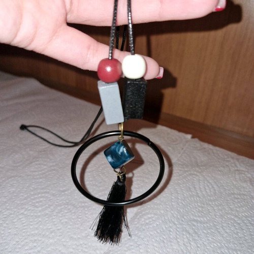 Pendant necklace new, black with cord