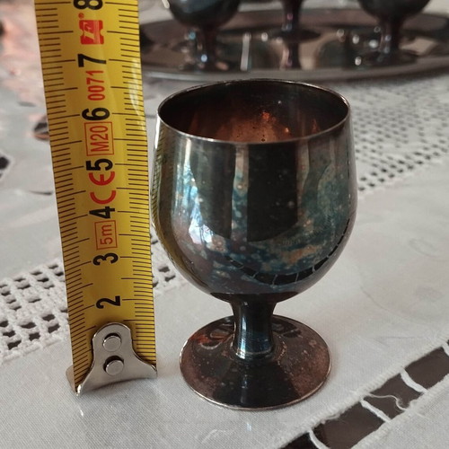 Set of liqueur glasses used, vintage 1950–1980