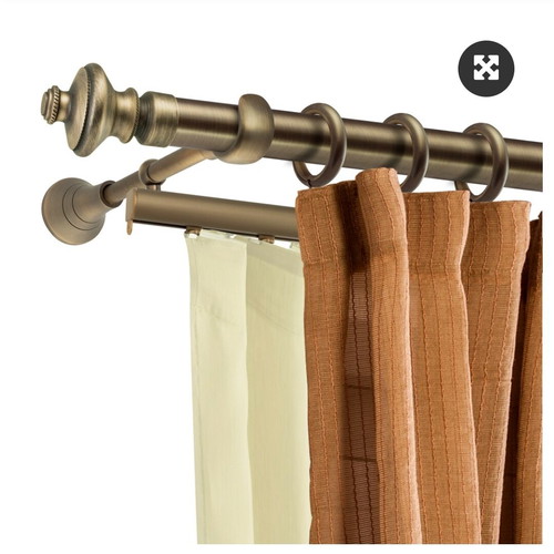 Bronze curtain rods like new with manual mechanism and rail