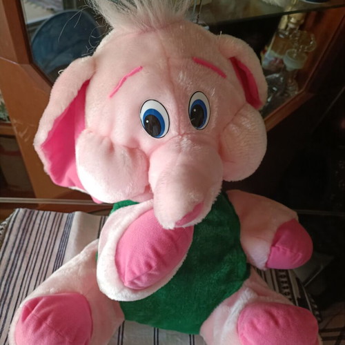 Pink plush elephant toy, 55cm