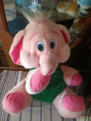 Pink plush elephant toy, 55cm