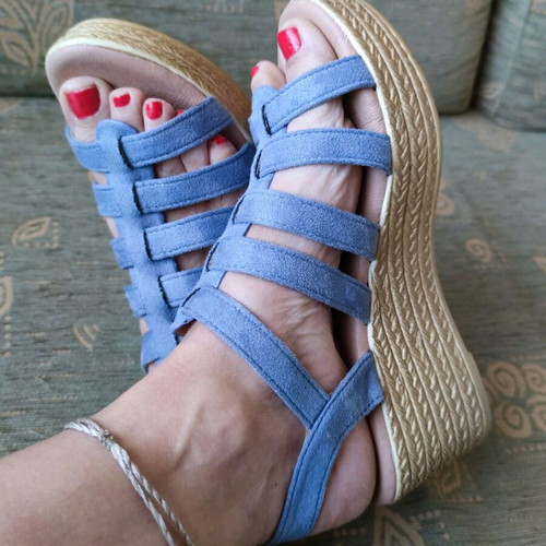 Blue pastel leather sandals like new, size 37