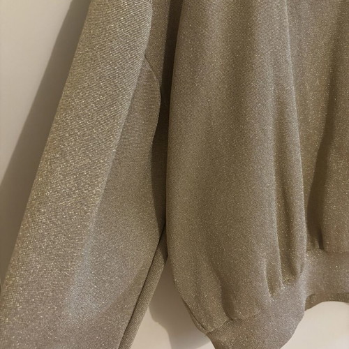 Zara women's bomber jacket cardigan with metallic lurex yarn, gold champagne, zipper