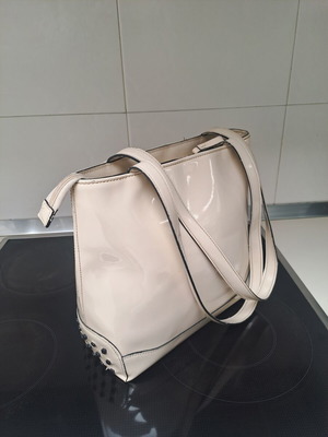 KEM Shoulder Bag Beige Patent Leather Like New