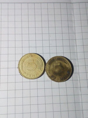 5 Pfennig 1977 μεταχειρισμένα, 2 τεμάχια
