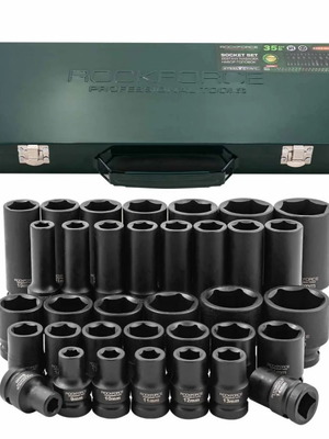 RockForce 35-Piece Impact Socket Set 1/2 (8-32 mm) New