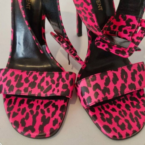 Saint Laurent authentic sandals with animal print in fuchsia color