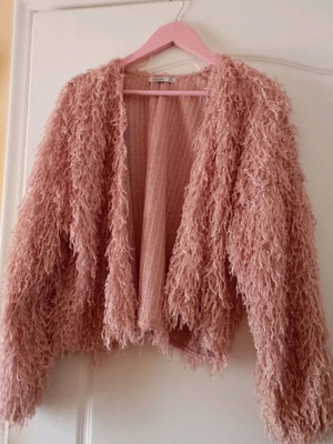 Bershka women's fur cardigan pink like new
