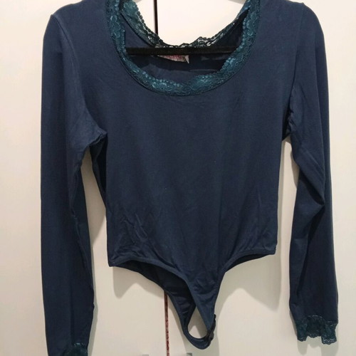 Blue bodysuit with lace for cut-out underwear used, size XXL