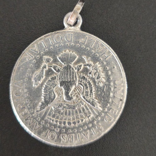 Pendant 1/2 Dollar Kennedy 1964 silver 900° used