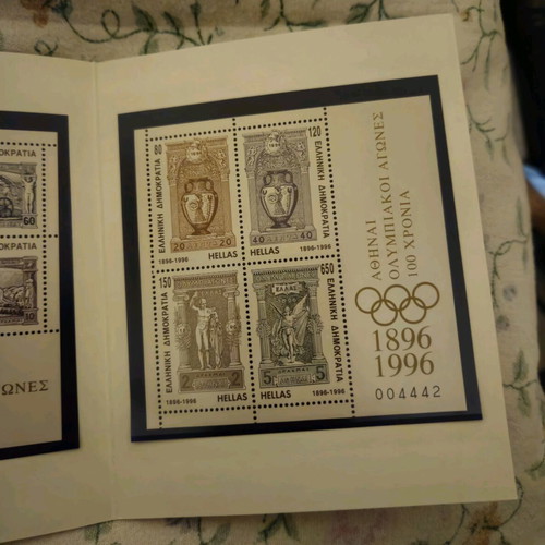 Commemorative ELTA stamp folder for 100 years Olympic Games new