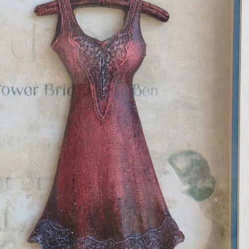 Bust frame new handmade with paintings in patinated bordeaux color