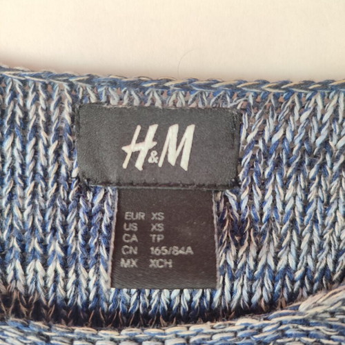 Unisex knitted sweater H&M used, XS, gray and blue, oversized fit