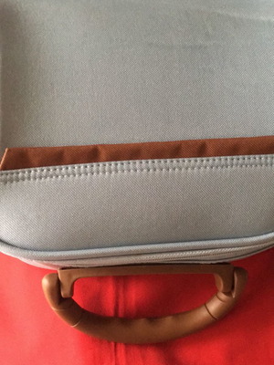 Несесер за козметика употребяван, синьо-сив с дръжка и дълга каишка