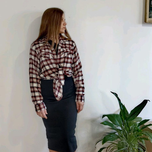 Levi's women's long sleeve shirt, white and red plaid