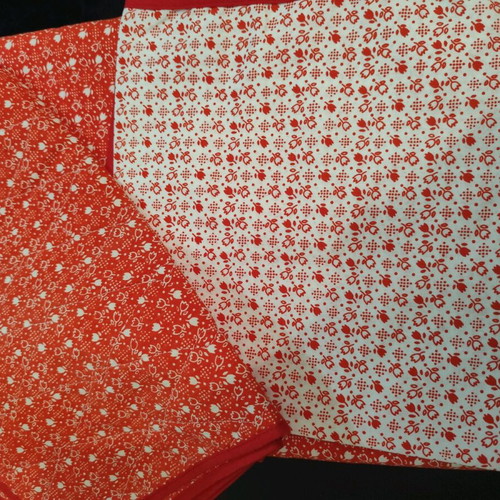 Round tablecloths set, diameter 2.20 m, red with square pattern