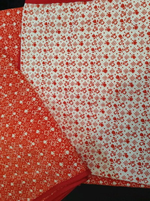 Round tablecloths set, diameter 2.20 m, red with square pattern