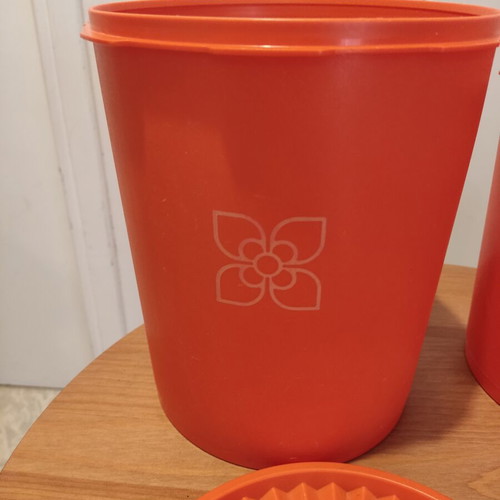 Tupperware containers used, set of two, large 21cm height, small 19cm height