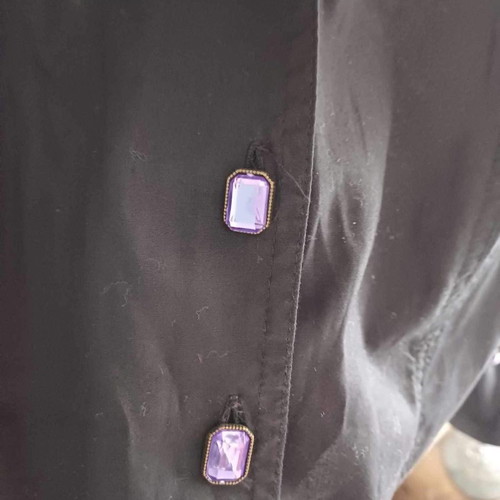 Byblos shirt black with transparency and purple buttons
