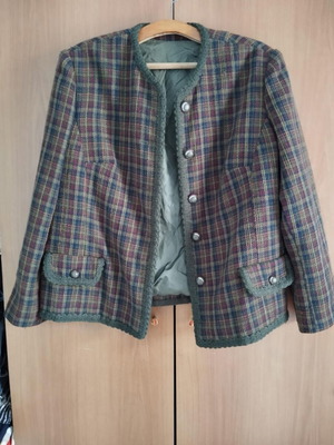 Handmade brocade-style jacket with lining and buttons, size XL like new