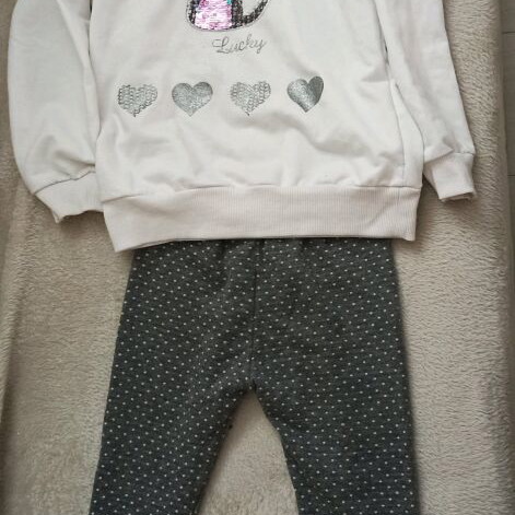 Evita kids tracksuit used, 6 years, white and gray, size 116 cm
