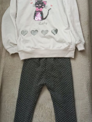 Evita kids tracksuit used, 6 years, white and gray, size 116 cm