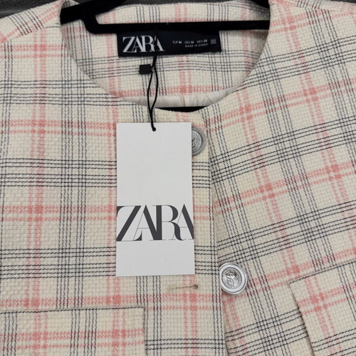 Zara checked jacket and shorts set new beige