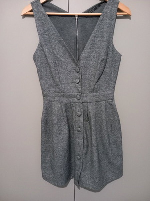 Zara gray dress like new with buttons and back opening, size S