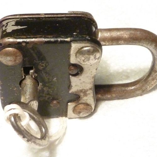Vintage German branded padlock with key, used