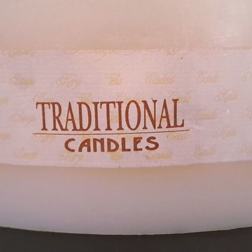 Candle log with 5 wicks used, 24x10cm