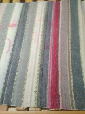 Rag rug used, double bed size with traditional 1970 weaving