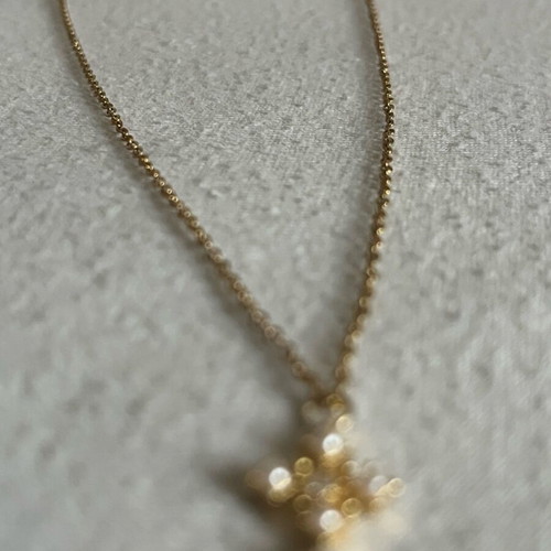 Cross necklace new, gold plated stainless steel detailed