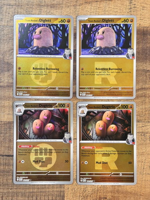 Pokemon Team Rocket's Diglett & Dugtrio Reverse Holo Lot new