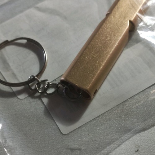 Survival Whistle New Aluminum Alloy Gold With Keyring