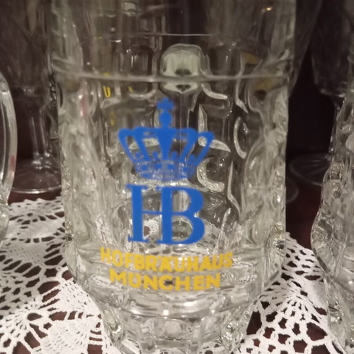 Vintage glass beer mugs set of 6, like new