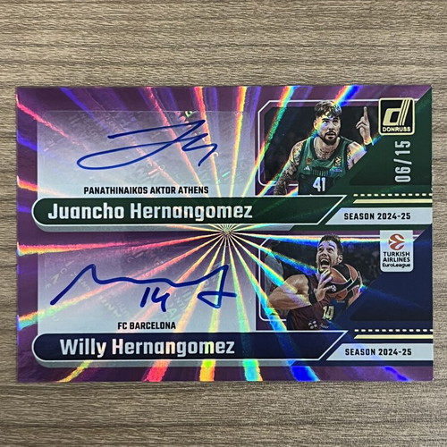 2025-26 Panini Select Euroleague Basketball Juancho Willy Hernangomez Purple Laser Dual Auto /15