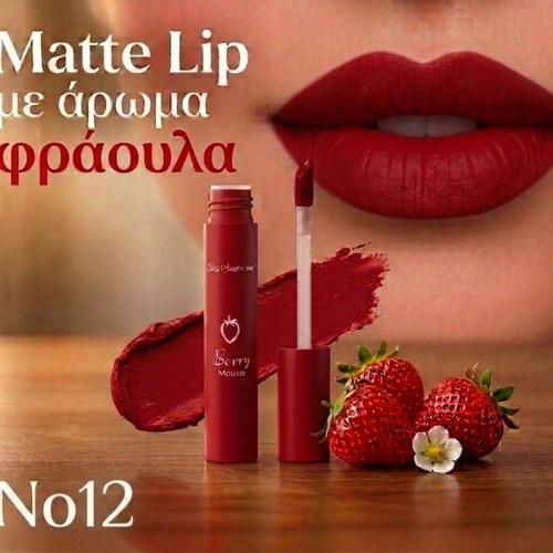Matte lip mousse with strawberry scent No12