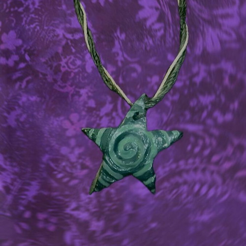 Handmade necklace with clay and waxed cord green